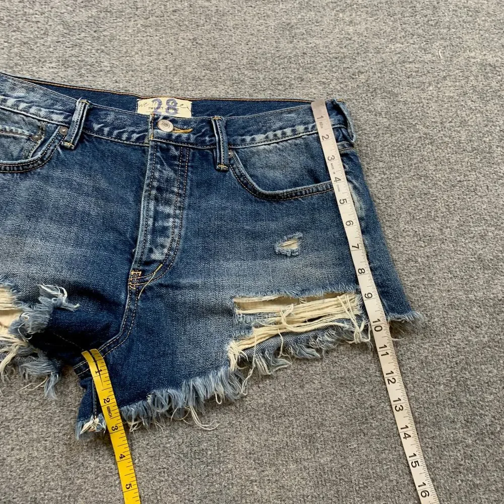 We The Free People Shorts Womens 28 Denim Loving Good Vibrations Micro Mini